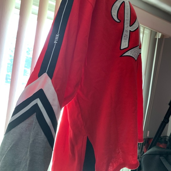 NWOT VS PINK L lightweight Red Sparkling Rhinestone BLING Hoodie - Picture 4 of 4